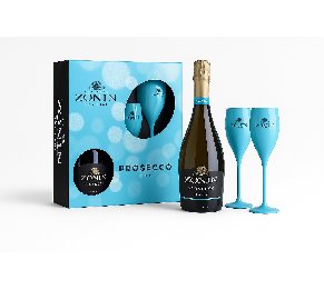 מארז פרוסקו ZONIN עם זוג כוסות יין